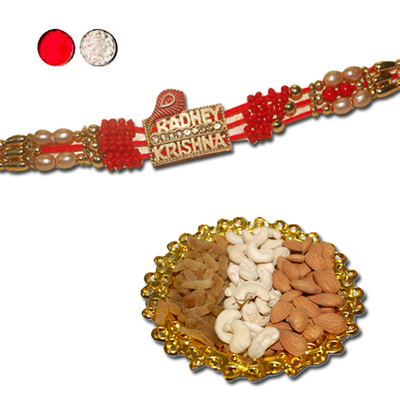 "Rakhi - FR- 8200 A (Single Rakhi), Dryfruit Thali - Code RD500 - Click here to View more details about this Product